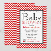 Chevron Red & White Baby Shower-uitnodigingen Kaart (Voorkant / Achterkant)