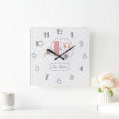 Chevron Retro Caravan Design Vierkante Klok (Huis)