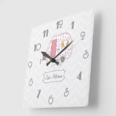 Chevron Retro Caravan Design Vierkante Klok (Hoek)