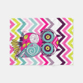Chevron Retro Owl Fleece Deken (Voorkant (Horizontaal))