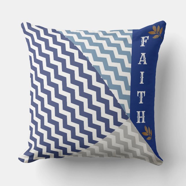 Chevron Reversible "Faith" Decorative Pillow Kussen (Voorkant)