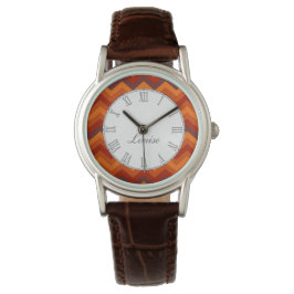 Chevron rode en oranje print naam polshorloge horloge
