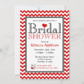 Chevron rood & wit bruids douche uitnodigingen (Voorkant)