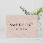 Chevron Roos Gold Wedding Save the Date Kaart (Staand voorkant)