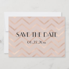 Chevron Roos Gold Wedding Save the Date Kaart