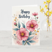 Chevron Roze Bloei Kaart (Gele Bloem)