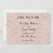 Chevron Roze Gouden Trouw Save The Date Kaart (Achterkant)
