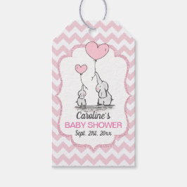 Chevron roze olifant Baby shower dank u Cadeaulabel