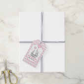 Chevron roze olifant Baby shower dank u Cadeaulabel (Met Touw)