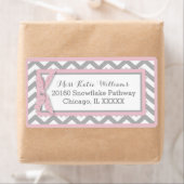 Chevron roze polka-dot strik baby meisje label (Insitu)