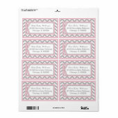 Chevron roze polka-dot strik baby meisje label (Full Sheet)