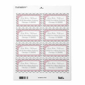 Chevron roze polka-dot strik baby meisje label (Full Sheet)