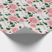 Chevron Roze Rozen Cadeaupapier (Hoek)