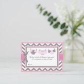Chevron Roze Uil Luier Raffle Ticket Informatiekaartje (Staand voorkant)