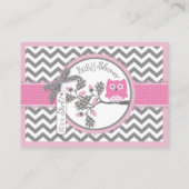 Chevron Roze Uil Luier Raffle Ticket Informatiekaartje (Achterkant)