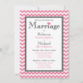 Chevron Roze & Wit Bruiloft Uitnodigingen (Voorkant)