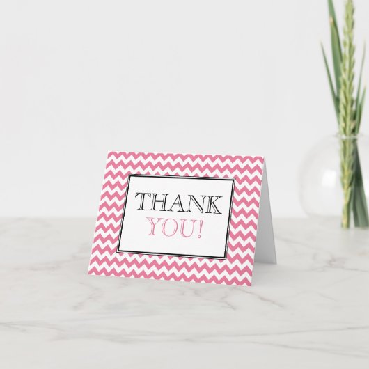 Chevron Roze & Witte Bedankkaart (Voorkant)