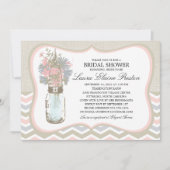 Chevron Rustic Chic Mason Jar Vrijgezellenfeest Kaart (Voorkant)