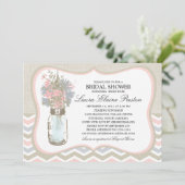 Chevron Rustic Chic Mason Jar Vrijgezellenfeest Kaart (Staand voorkant)