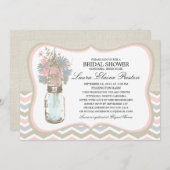 Chevron Rustic Chic Mason Jar Vrijgezellenfeest Kaart (Voorkant / Achterkant)