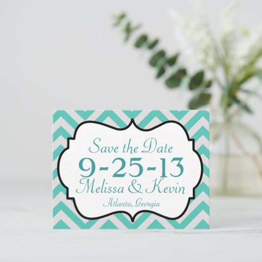 Chevron Save the Date Briefkaart (Staand voorkant)