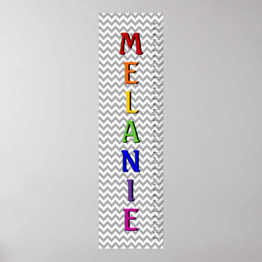 Chevron Seven Letter Name Growth Chart Poster (Voorkant)
