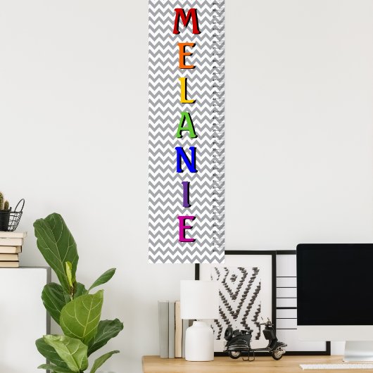 Chevron Seven Letter Name Growth Chart Poster (Thuiskantoor)