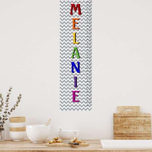 Chevron Seven Letter Name Growth Chart Poster (Keuken)