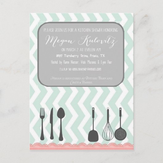 Chevron Shabby Chic uitnodiging Briefkaart (Voorkant)