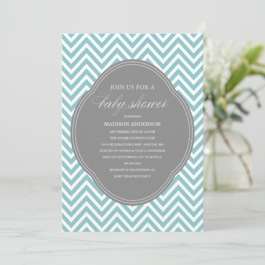 CHEVRON SHOWER | BABY SHOWER INVITATIONS KAART (Staand voorkant)