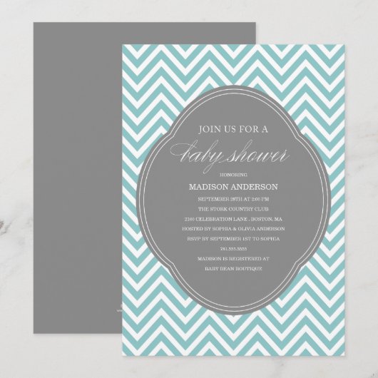 CHEVRON SHOWER | BABY SHOWER INVITATIONS KAART (Voorkant / Achterkant)