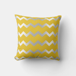 Chevron Silver Gray Graphite Yellow Metall Lines Kussen