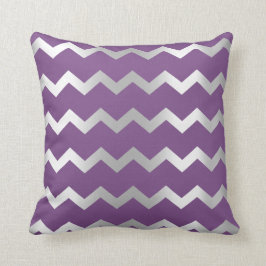 Chevron Silver Gray Paars Amethyst Metal Stripes Kussen