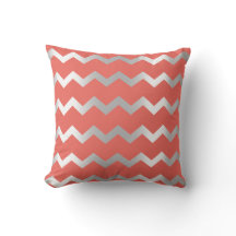Chevron Silver Gray Stripes Coral