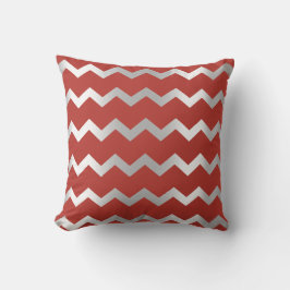Chevron Silver Gray Stripes Lines Red Ruby Kussen