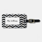 Chevron Silver Mrs. Bagagelabel (Voorkant horizontaal)