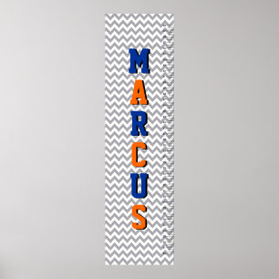 Chevron Six Letter Name Growth Chart Poster
