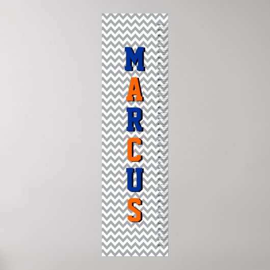 Chevron Six Letter Name Growth Chart Poster (Voorkant)