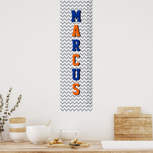 Chevron Six Letter Name Growth Chart Poster (Keuken)