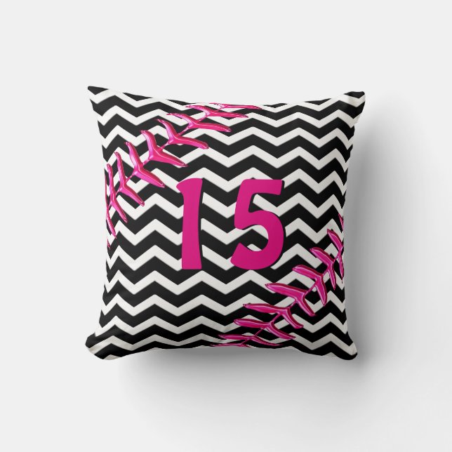 Chevron Softbal Kussens Rugnummer of Monogram (Voorkant)