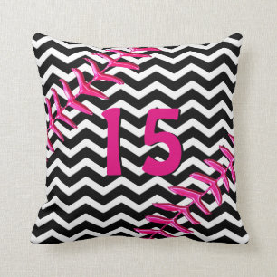 Chevron Softbal Kussens Rugnummer of Monogram