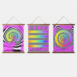 Chevron Spirals Lines Series of 3 Hangend Wandkleed