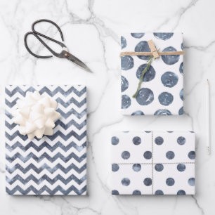 Chevron Stippen Inpakpapier Set van 3 Vel
