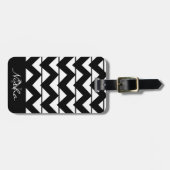 Chevron Streep Monogram Naam Bagagelabel (Voorkant horizontaal)