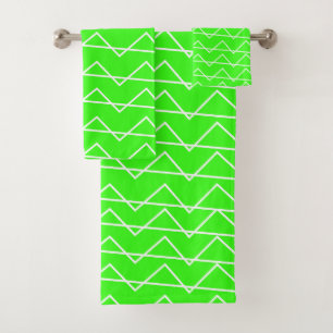 Chevron Streep Neon Groen Witte Geometrische Patro Bad Handdoek