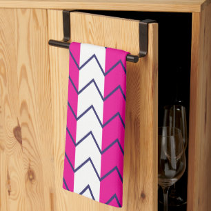 Chevron Streep Roze en Witte Geometrische Patroon Theedoek