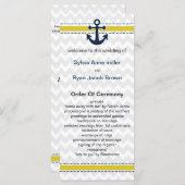 chevron strepen, anker, nautisch huwelijksprogramm programmakaart (Voorkant / Achterkant)