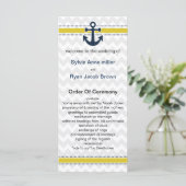 chevron strepen, anker, nautisch huwelijksprogramm programmakaart (Staand voorkant)