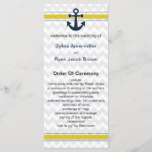 chevron strepen, anker, nautisch huwelijksprogramm programmakaart (Voorkant)