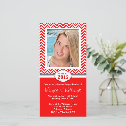 Chevron Stripe Afstuderen Invitation Class of 2012 (Staand voorkant)